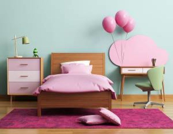 blue pink bedroom
